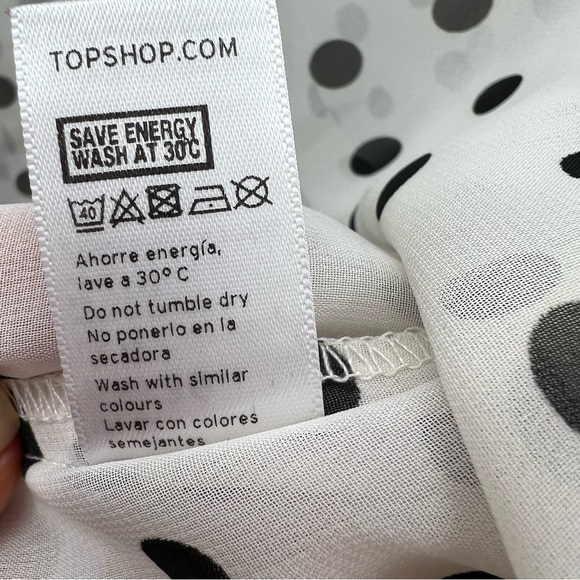 Top Shop sheer black and white polka dot blouse ladies size 4. - Picture 6 of 7